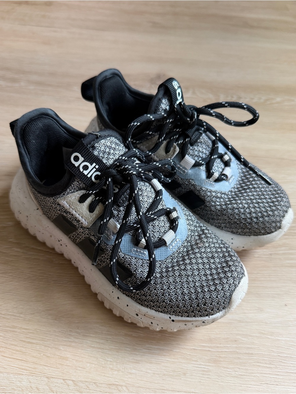 adidas Kids Black and Gray Knit Athletic Sneakers
